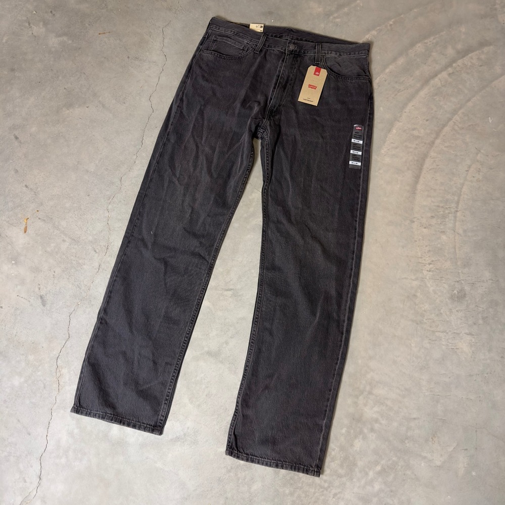 Baggy Levis 555 Relaxed Straight Jeans Mens 36x36 Gray Charcoal Skater Workwear